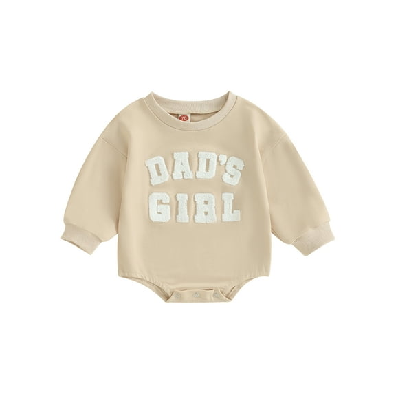 Bagilaanoe Newborn Baby Girl Oversized Romper Sweatshirt Long Sleeve Bodysuits Letter Embroidery Pullover 3M 6M 12M 18M Infant Casual Tee Tops