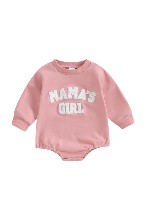 Newborn Baby Girl Oversized Romper Sweatshirt Long Sleeve Bodysuits Letter Embroidery Pullover 3M 6M 12M 18M Infant Casual Tee Tops