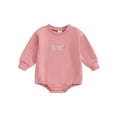 thumbnail image 1 of Bagilaanoe Newborn Baby Girl Oversized Romper Sweatshirt Long Sleeve Bodysuits Letter Embroidery Pullover 3M 6M 12M 18M Infant Casual Tee Tops, 1 of 7