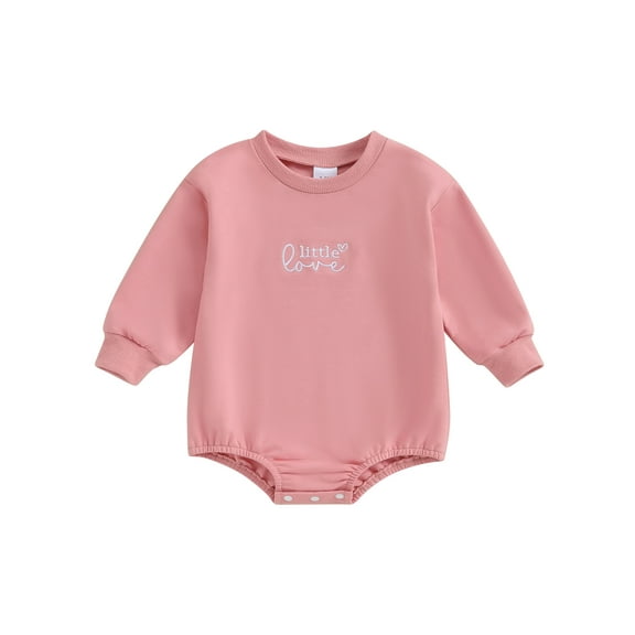 Bagilaanoe Newborn Baby Girl Oversized Romper Sweatshirt Long Sleeve Bodysuits Letter Embroidery Pullover 3M 6M 12M 18M Infant Casual Tee Tops