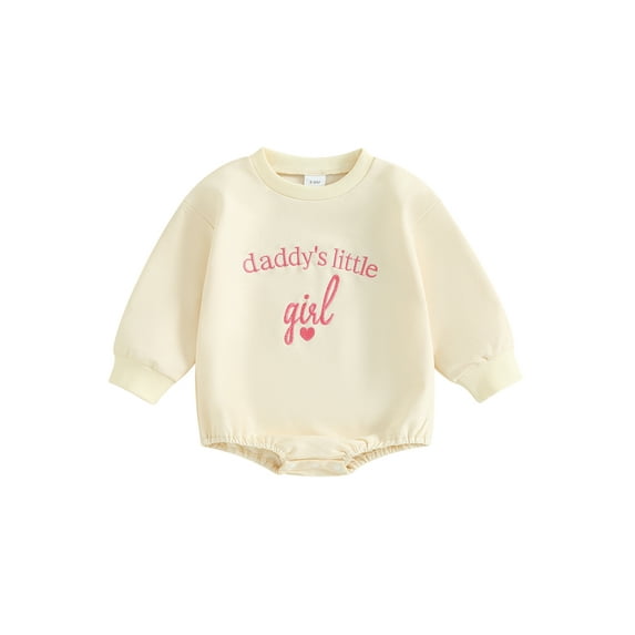Bagilaanoe Newborn Baby Girl Oversized Romper Sweatshirt Long Sleeve Bodysuits Letter Embroidery Pullover 3M 6M 12M 18M Infant Casual Tee Tops