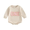 thumbnail image 1 of Bagilaanoe Newborn Baby Girl Oversized Romper Sweatshirt Long Sleeve Bodysuits Letter Embroidery Pullover 6M 12M 18M Infant Casual Tee Tops, 1 of 8