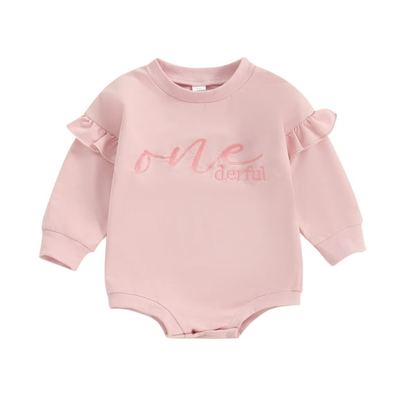 Bagilaanoe Newborn Baby Girl Oversized Romper Sweatshirt Long Sleeve Bodysuits Letter Embroidery Pullover 6M 12M 18M Infant Casual Tee Tops