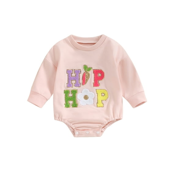 Bagilaanoe Newborn Baby Girl Oversized Romper Sweatshirt Long Sleeve Bodysuits Letter Embroidery Pullover Infant Casual Tee Tops