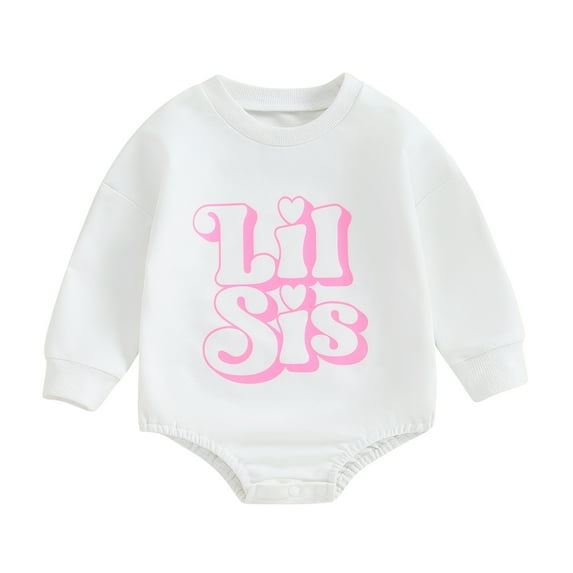 Bagilaanoe Newborn Baby Girl Oversized Romper Sweatshirt Long Sleeve Bodysuits Letter Print Pullover 3M 6M 12M 18M 24M Infant Casual Tee Tops