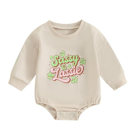 Bagilaanoe Newborn Baby Girl Oversized Romper Sweatshirt Long Sleeve Bodysuits Letter Print Pullover 3M 6M 12M 18M Infant Casual Tee Tops