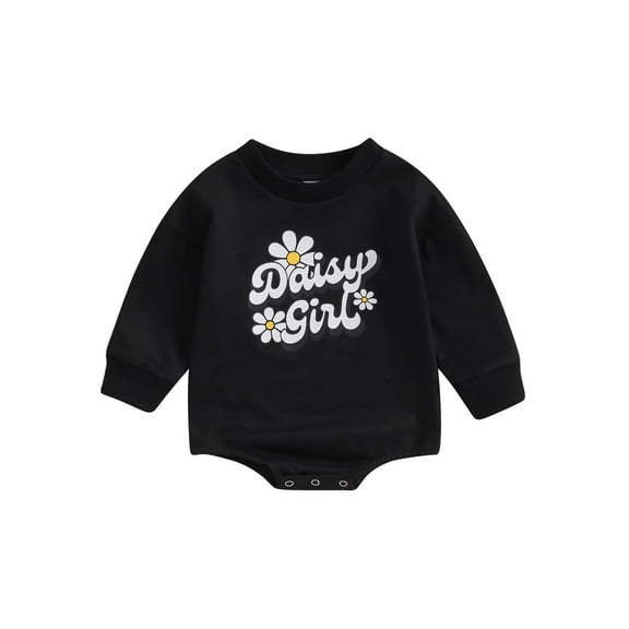Bagilaanoe Newborn Baby Girl Oversized Romper Sweatshirt Long Sleeve Bodysuits Letter Print Pullover 3M 6M 12M 18M Infant Casual Tee Tops