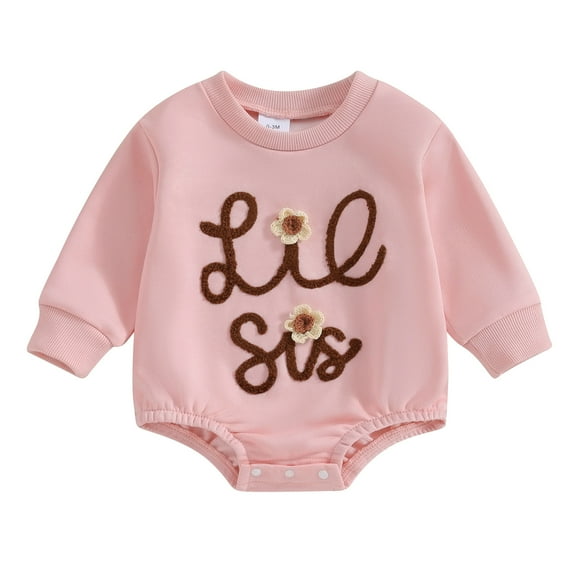 Bagilaanoe Newborn Baby Girl Oversized Romper Sweatshirt Long Sleeve Bodysuits Letter Print Pullover 3M 6M 12M 18M Infant Casual Tee Tops