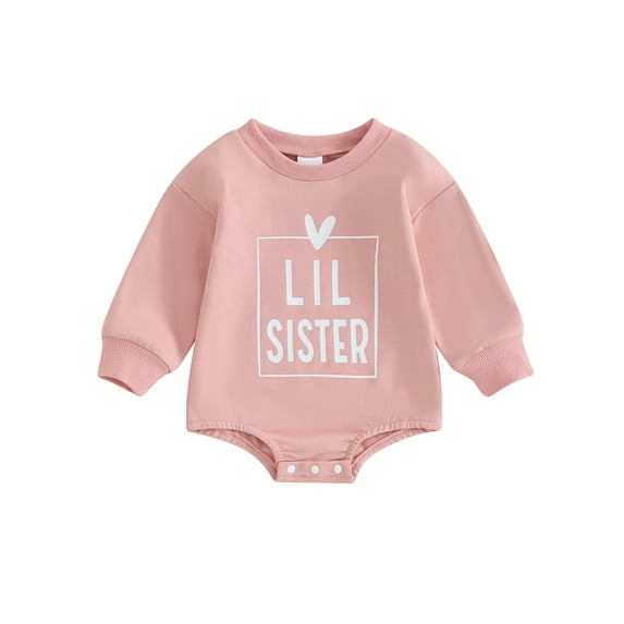 Bagilaanoe Newborn Baby Girl Oversized Romper Sweatshirt Long Sleeve Bodysuits Letter Print Pullover 3M 6M 12M 18M Infant Casual Tee Tops