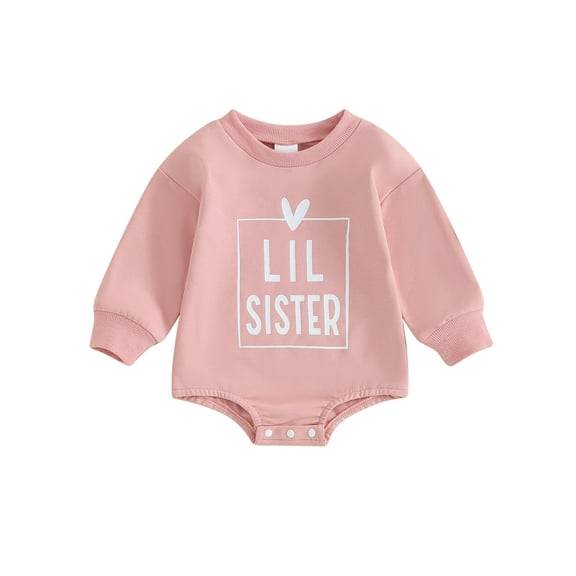 Bagilaanoe Newborn Baby Girl Oversized Romper Sweatshirt Long Sleeve Bodysuits Letter Print Pullover 3M 6M 12M 18M Infant Casual Tee Tops