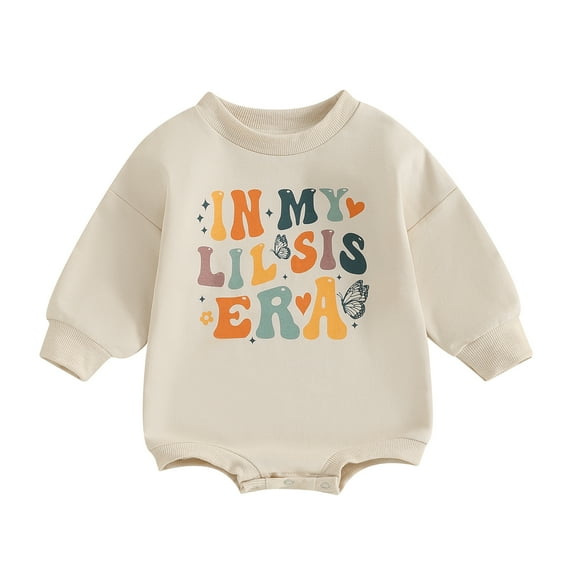 Bagilaanoe Newborn Baby Girl Oversized Romper Sweatshirt Long Sleeve Bodysuits Letter Print Pullover 3M 6M 12M 18M Infant Casual Tee Tops