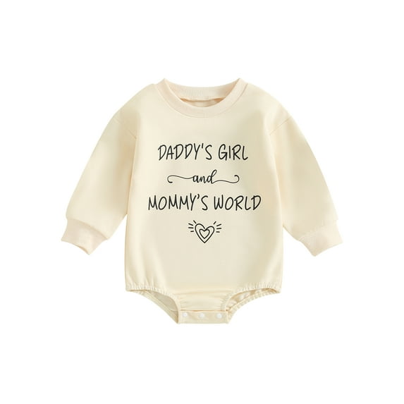 Bagilaanoe Newborn Baby Girl Oversized Romper Sweatshirt Long Sleeve Bodysuits Letter Print Pullover 3M 6M 12M 18M Infant Casual Tee Tops