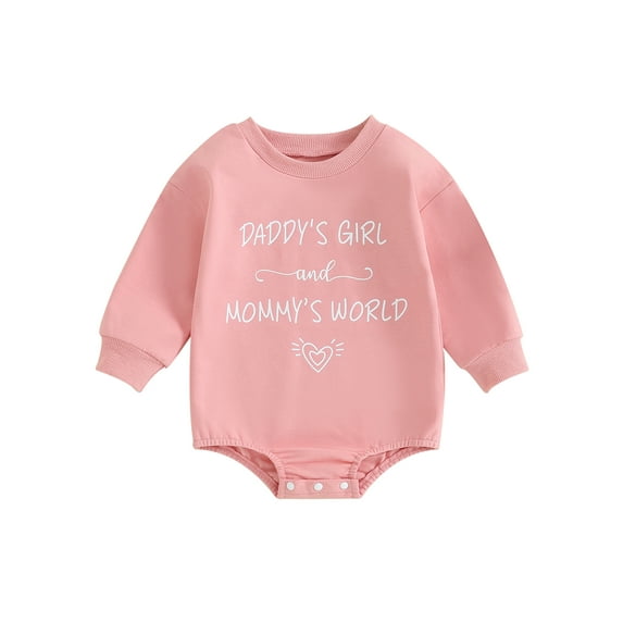 Bagilaanoe Newborn Baby Girl Oversized Romper Sweatshirt Long Sleeve Bodysuits Letter Print Pullover 3M 6M 12M 18M Infant Casual Tee Tops