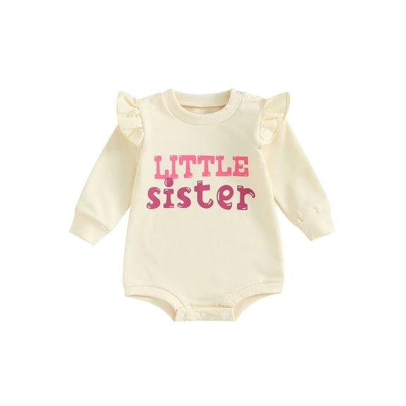 Bagilaanoe Newborn Baby Girl Oversized Romper Sweatshirt Long Sleeve Bodysuits Letter Print Pullover 3M 6M 9M 12M 18M Infant Casual Tee Tops