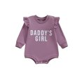 thumbnail image 1 of Bagilaanoe Newborn Baby Girl Oversized Romper Sweatshirt Long Sleeve Bodysuits Letter Print Pullover 6M 12M 18M 24M Infant Casual Tee Tops, 1 of 9