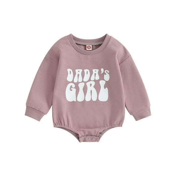 Bagilaanoe Newborn Baby Girl Oversized Romper Sweatshirt Long Sleeve Bodysuits Letter Print Pullover 6M 12M 18M 24M Infant Casual Tee Tops