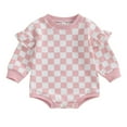 thumbnail image 1 of Bagilaanoe Newborn Baby Girl Oversized Romper Sweatshirt Long Sleeve Bodysuits Plaid Pullover 3M 6M 12M 18M Infant Casual Tee Tops, 1 of 8