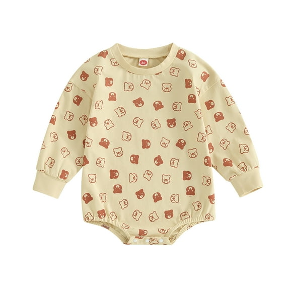 Bagilaanoe Newborn Baby Girl Oversized Romper Sweatshirt Long Sleeve Bodysuits Print Pullover 6M 12M 18M 24M Infant Casual Tee Tops