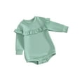 thumbnail image 1 of Bagilaanoe Newborn Baby Girl Oversized Romper Sweatshirt Long Sleeve Bodysuits Ruffled Pullover 3M 6M 9M 12M 18M Infant Casual Tee Tops, 1 of 8