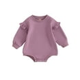thumbnail image 1 of Bagilaanoe Newborn Baby Girl Oversized Romper Sweatshirt Long Sleeve Bodysuits Solid Color Pullover 3M 6M 12M 18M Infant Casual Tee Tops, 1 of 8