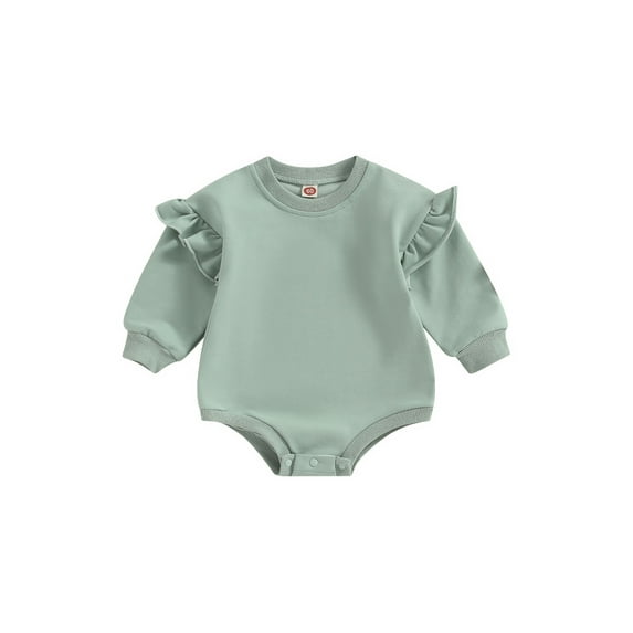Bagilaanoe Newborn Baby Girl Oversized Romper Sweatshirt Long Sleeve Ruffle Bodysuits Pullover 3M 6M 12M 18M Infant Casual Tee Tops