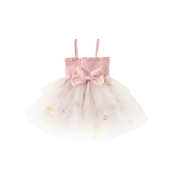 Bagilaanoe Newborn Baby Girl Party Dress Floral Embroidered Sleeveless A-line Princess Dresses 3M 6M 9M 12M 18M Infant Summer Patchwork Tulle Skirt