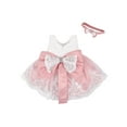 thumbnail image 1 of Bagilaanoe Newborn Baby Girl Party Dress Floral Print Sleeveless A-line Princess Dresses + Hairband 3M 6M 12M 18M 24M Infant Lace Patchwork Tulle Skirt, 1 of 6