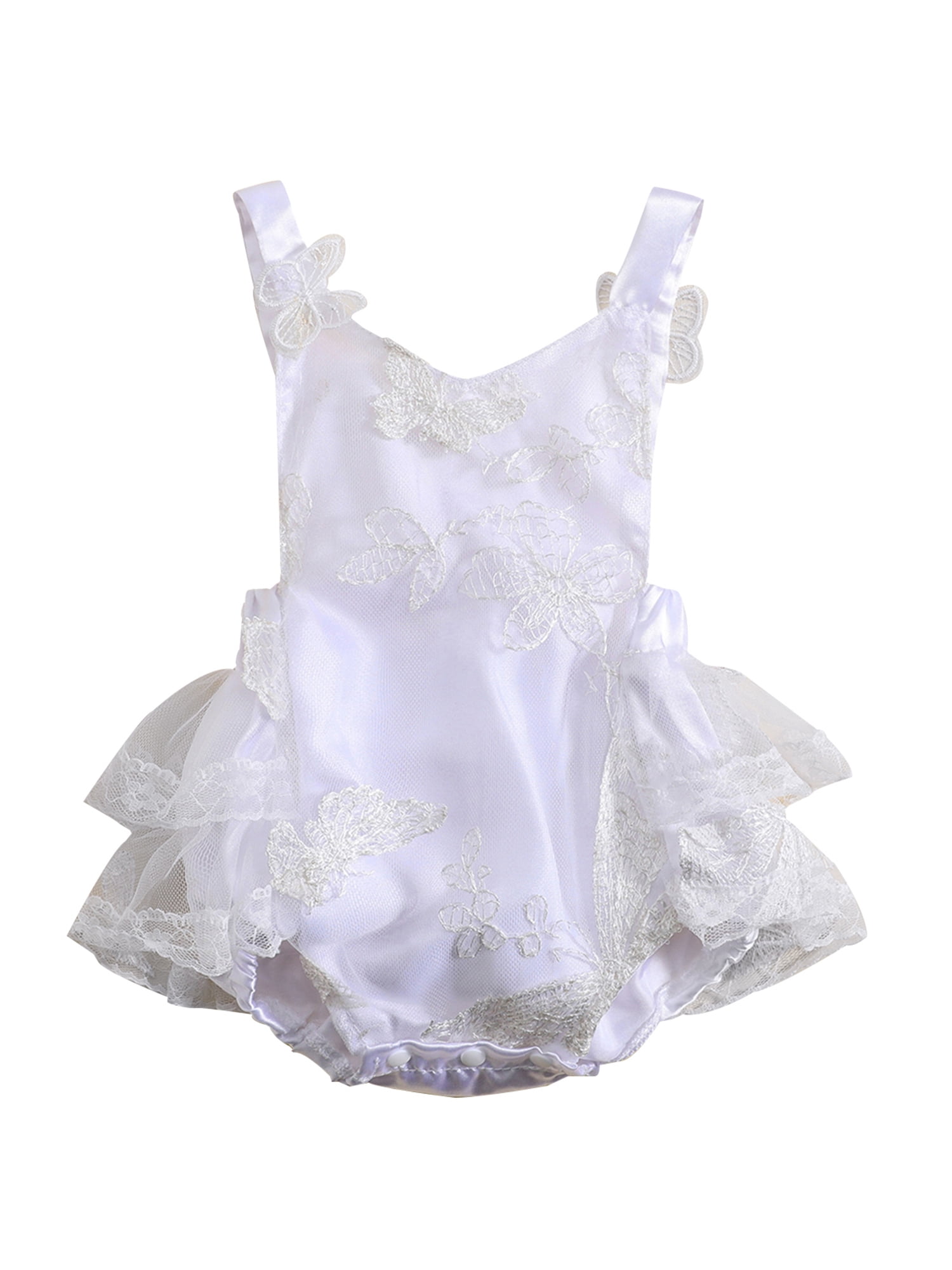 Bagilaanoe Newborn Baby Girl Romper Dress Butterfly Embroidery Fly