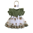 thumbnail image 1 of Bagilaanoe Newborn Baby Girl Romper Dress Flower Embroidery Fly Sleeve Bodysuit + Headband 3M 6M 12M 18M 24M Infant Tulle Patchwork A-line Princess Dresses, 1 of 9