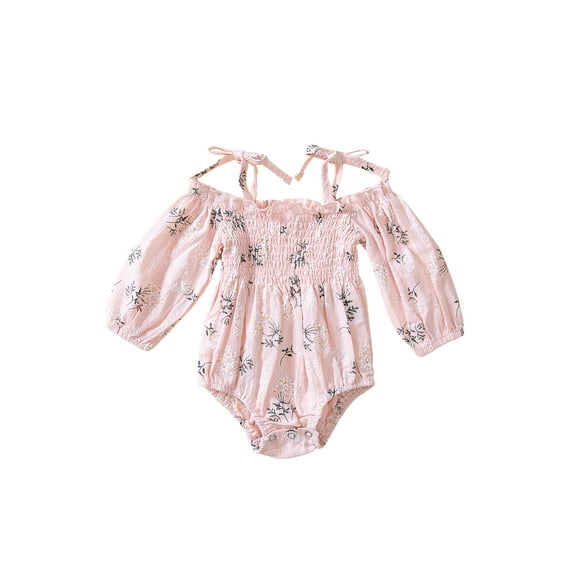Bagilaanoe Newborn Baby Girl Romper Floral Print 3/4 Sleeve Bottom Snap Closure Jumpsuit 6M 12M 18M 24M Tops