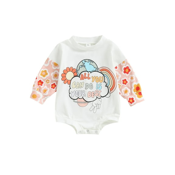 Bagilaanoe Newborn Baby Girl Romper Sweatshirt Long Sleeve Bodysuit Cartoon Print Pullover 3M 6M 12M 18M Infant Casual Tee Tops