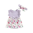 thumbnail image 1 of Bagilaanoe Newborn Baby Girl Rompers Dress Floral Print Sleeveless Bodysuit + Headband 3M 6M 12M 18M Infant Patchwork One Piece Jumpsuit, 1 of 9