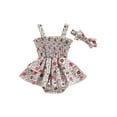 thumbnail image 1 of Bagilaanoe Newborn Baby Girl Rompers Dress Floral Print Sleeveless Bodysuit + Headband 3M 6M 12M 18M Infant Summer One Piece Tutu Skirts, 1 of 8