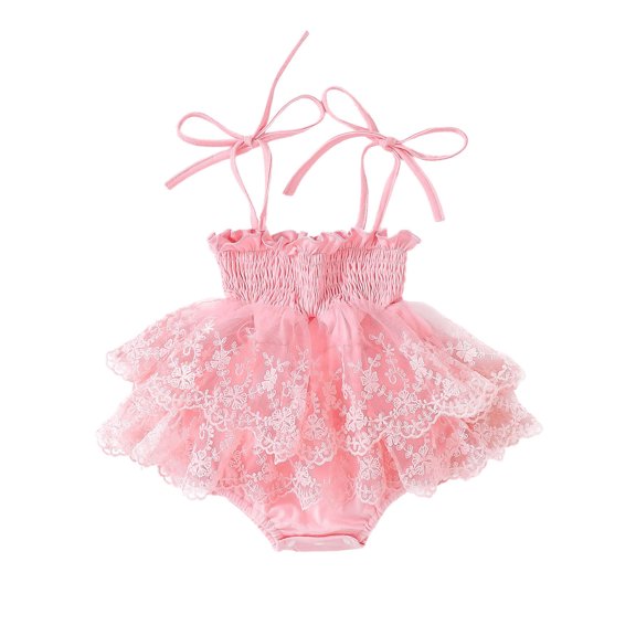 Bagilaanoe Newborn Baby Girl Rompers Dress Flower Embroidery Sleeveless Bodysuits + Headband 3M 6M 12M 18M 24M Infant Lace Patchwork A-line Dresses