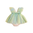 thumbnail image 1 of Bagilaanoe Newborn Baby Girl Rompers Dress Fly Sleeve Bodysuits 3M 6M 12M 18M 24M Infant Mesh Patchwork A-line Tulle Skirt Summer Clothes, 1 of 9