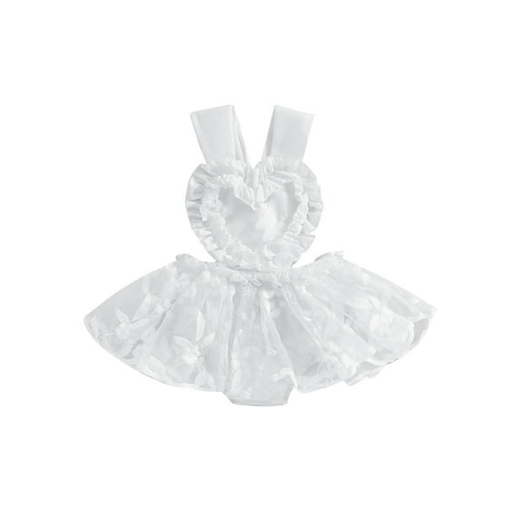 Bagilaanoe Newborn Baby Girl Rompers Dress Heart Sleeveless Bodysuits 3M 6M 12M 18M Infant Ruffled Tulle Patchwork A-line Princess Dresses