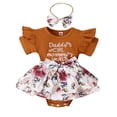 thumbnail image 1 of Bagilaanoe Newborn Baby Girl Rompers Dress Letter Print Short Sleeve Skirt Bodysuit 3M 6M 9M 12M 18M Infant Patchwork One Piece Jumpsuit, 1 of 9