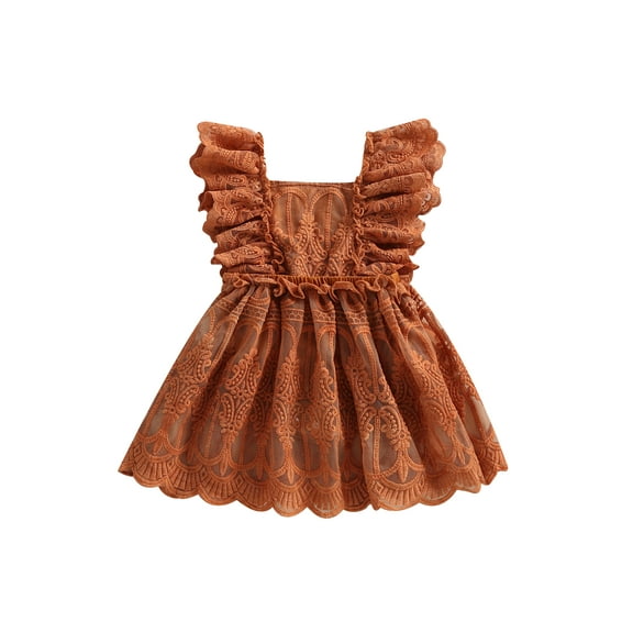 Bagilaanoe Newborn Baby Girl Rompers Dress Ruffle Sleeve Backless Bodysuit 6M 9M 12M 24M Infant Lace Patchwork A-Line Dress