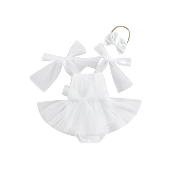 Bagilaanoe Newborn Baby Girl Rompers Dress Sleeveless Bodysuit + Headband 3M 6M 12M 18M Infant Tulle Patchwork A-line Dresses