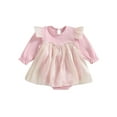 thumbnail image 1 of Bagilaanoe Newborn Baby Girl Rompers DressRuffle Contrast Color Bodysuits 6M 12M 18M 24M Infant Fall Tulle Patchwork A-line Princess, 1 of 9