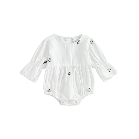 Bagilaanoe Newborn Baby Girl Rompers Floral Embroidery Long Sleeve Bodysuit   Headband 3M 6M 12M 18M Infant Fall One Piece Jumpsuit