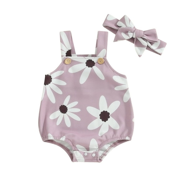 Bagilaanoe Newborn Baby Girl Rompers Floral Print Sleeveless Bodysuit + Headband 3M 6M 9M 12M Infant Summer One Piece Jumpsuit