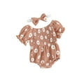 thumbnail image 1 of Bagilaanoe Newborn Baby Girl Rompers Flower Print Short Sleeve Bodysuit + Headband 6M 12M 18M 24M Infant Summer One Piece Jumpsuit, 1 of 9