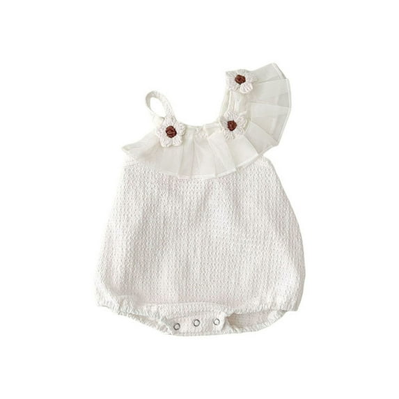 Bagilaanoe Newborn Baby Girl Rompers Flower Sleeveless Bodysuit 3M 6M 12M 18M 24M Infant Pleated RuffleOne Piece Jumpsuit