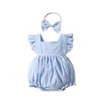 thumbnail image 1 of Bagilaanoe Newborn Baby Girl Rompers Fly Sleeve Bodysuits + Headband 3M 6M 12M 18M Infant Summer One Piece Jumpsuit, 1 of 9