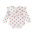 thumbnail image 1 of Bagilaanoe Newborn Baby Girl Rompers Heart Print Long Sleeve Bodysuit + Headband 3M 6M 9M 12M Infant Ribbed One Piece Jumpsuit, 1 of 7