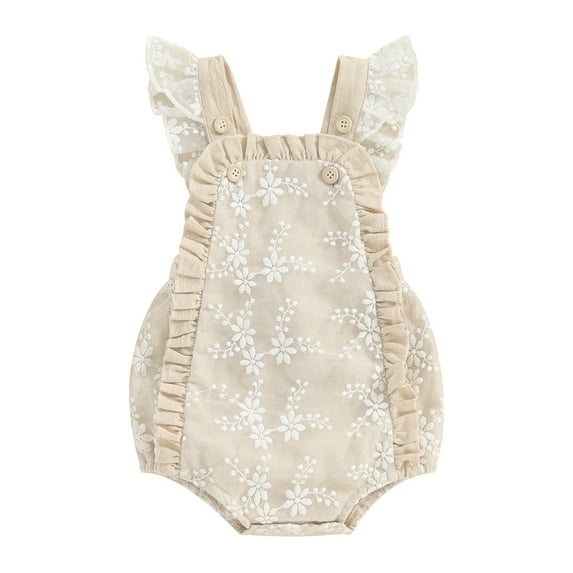 Bagilaanoe Newborn Baby Girl Rompers Lace Embroidery Fly Sleeve Bodysuits 3M 6M 9M 12M Infant Summer One Piece Jumpsuit