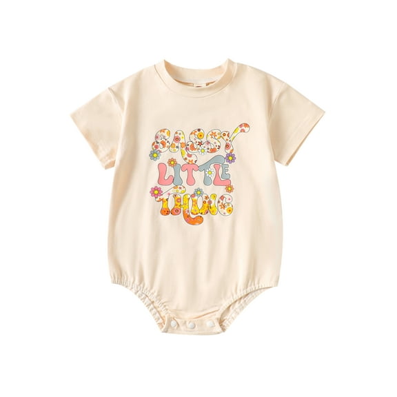Bagilaanoe Newborn Baby Girl Rompers Letter Print Short Sleeve Bodysuits 3M 6M 12M 18M Infant Casual One Piece Short Jumpsuit