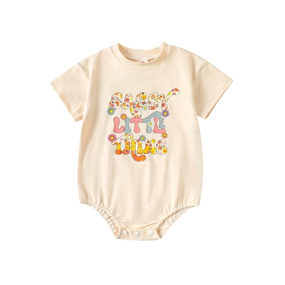 Bagilaanoe Newborn Baby Girl Rompers Letter Print Short Sleeve Bodysuits 3M 6M 12M 18M Infant Casual One Piece Short Jumpsuit