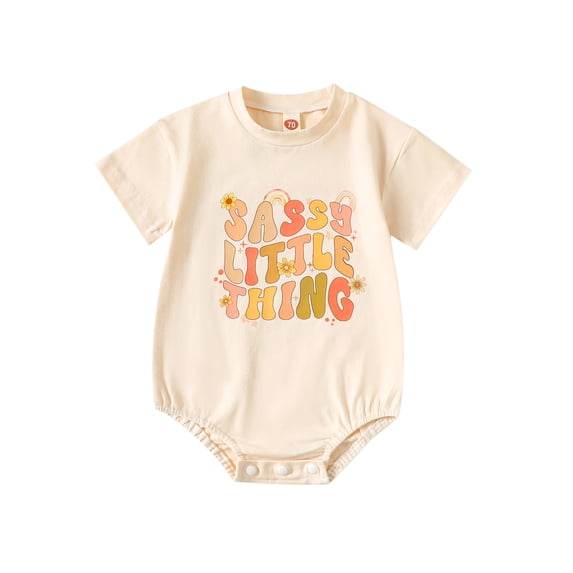 Bagilaanoe Newborn Baby Girl Rompers Letter Print Short Sleeve Bodysuits 3M 6M 12M 18M Infant Casual One Piece Short Jumpsuit